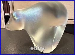 Signed ORIENT & FLUME Art Glass Iridescent POLAR BEAR Figurine Paperweight EXC++