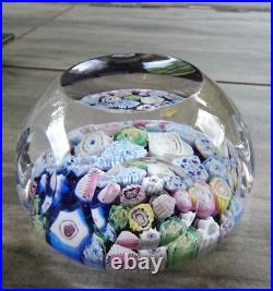 Signed Pairpoint Art Glass Assorted Millefiori Faceted Paperweight COS