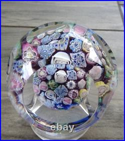 Signed Pairpoint Art Glass Assorted Millefiori Faceted Paperweight COS