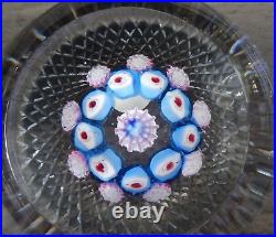 Signed Pairpoint Art Glass Concentric Millefiori Fancy Faceted Paperweight COS