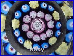 Signed Pairpoint Glass Clichy Lutz Rose Style Millefiori Faceted Paperweight COS