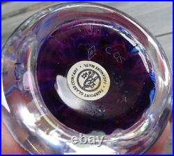 Signed Pairpoint Glass Clichy Lutz Rose Style Millefiori Faceted Paperweight COS