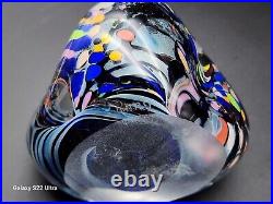 Signed Rollin Karg Multi Sided/colored Dichroic Hand Blown Art Glass Paperweight