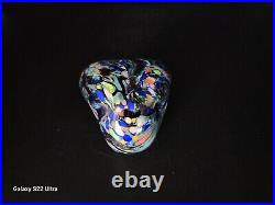 Signed Rollin Karg Multi Sided/colored Dichroic Hand Blown Art Glass Paperweight