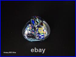 Signed Rollin Karg Multi Sided/colored Dichroic Hand Blown Art Glass Paperweight