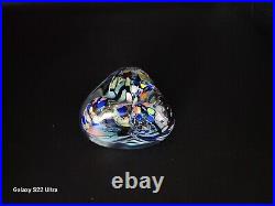 Signed Rollin Karg Multi Sided/colored Dichroic Hand Blown Art Glass Paperweight