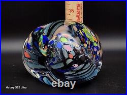 Signed Rollin Karg Multi Sided/colored Dichroic Hand Blown Art Glass Paperweight