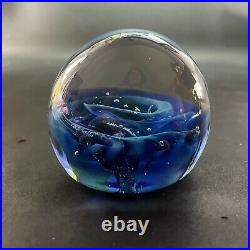 Signed SEEGERS & FEIN Art Glass Paperweight Blue GALAXY NEBULA Ocean GORGEOUS