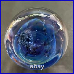 Signed SEEGERS & FEIN Art Glass Paperweight Blue GALAXY NEBULA Ocean GORGEOUS