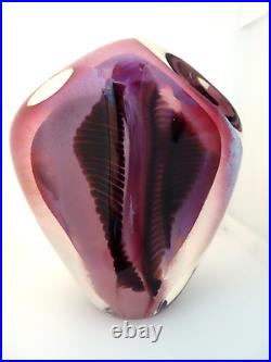 Signed Sally Rogers Studio Art Glass 6 Pink Fossil Sculpture Paperweight 1989