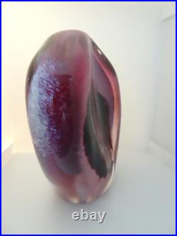 Signed Sally Rogers Studio Art Glass 6 Pink Fossil Sculpture Paperweight 1989