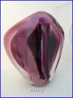 Signed Sally Rogers Studio Art Glass 6 Pink Fossil Sculpture Paperweight 1989