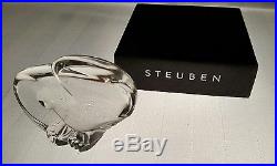 Signed Steuben Art Glass Eagle Crystal Paperweight Hand Cooler Lloyd Atkins