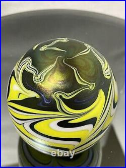 Signed Vandemark Iridescent Swirl Paperweight Vintage 1977