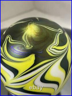 Signed Vandemark Iridescent Swirl Paperweight Vintage 1977