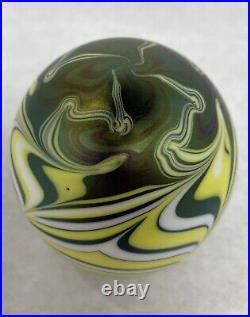 Signed Vandemark Iridescent Swirl Paperweight Vintage 1977