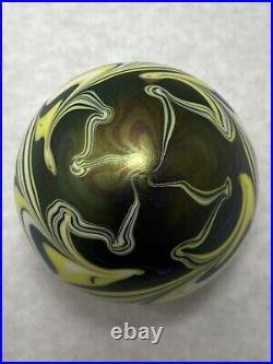 Signed Vandemark Iridescent Swirl Paperweight Vintage 1977