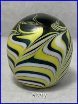 Signed Vandemark Iridescent Swirl Paperweight Vintage 1977