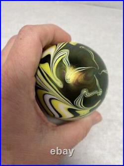 Signed Vandemark Iridescent Swirl Paperweight Vintage 1977