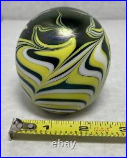 Signed Vandemark Iridescent Swirl Paperweight Vintage 1977