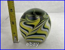 Signed Vandemark Iridescent Swirl Paperweight Vintage 1977