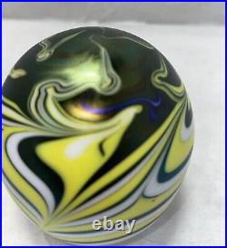 Signed Vandemark Iridescent Swirl Paperweight Vintage 1977