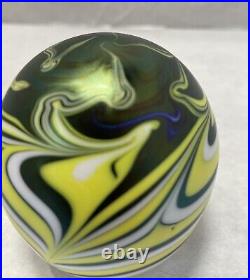 Signed Vandemark Iridescent Swirl Paperweight Vintage 1977