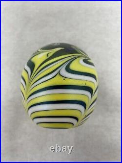 Signed Vandemark Iridescent Swirl Paperweight Vintage 1977