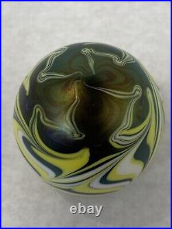 Signed Vandemark Iridescent Swirl Paperweight Vintage 1977