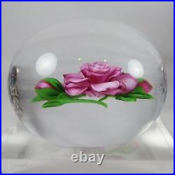 Signed Victor Trabucco Magnum Paperweight 1986 Pink Rose 3.25