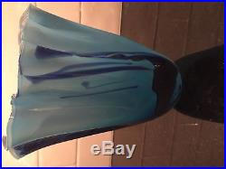 Sky blue with dark blue highlights, Josh Simpson vase. 8 inches tall