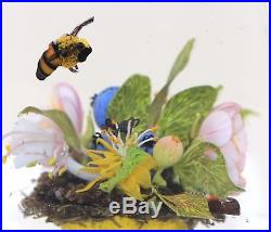 Spectacular PAUL STANKARD Honey Bee MASK Botanical ART Glass PAPERWEIGHT Cube