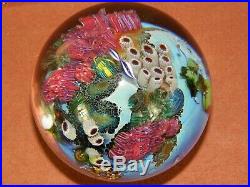 Spectacular Signed Josh Simpson 3 Inhabited Planet Art Glass Paperweight 1995