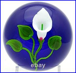 Spectacular VICTOR TRABUCCO Blossoming White CALLA LILY Art Glass PAPERWEIGHT