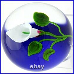 Spectacular VICTOR TRABUCCO Blossoming White CALLA LILY Art Glass PAPERWEIGHT