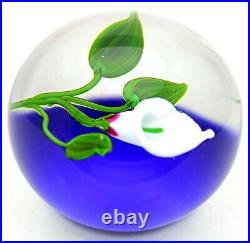 Spectacular VICTOR TRABUCCO Blossoming White CALLA LILY Art Glass PAPERWEIGHT