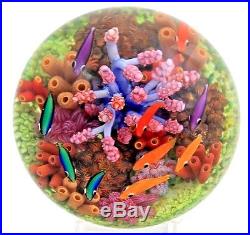 Splendid CATHY RICHARDSON Colorful FISH Coral AQUARIUM Art Glass PAPERWEIGHT AP