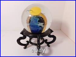 Splendid Original Signed Steven V. Correra EARTH GLOBE Art Glass Paperweight