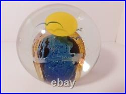 Splendid Original Signed Steven V. Correra EARTH GLOBE Art Glass Paperweight