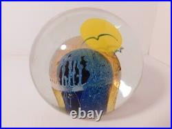 Splendid Original Signed Steven V. Correra EARTH GLOBE Art Glass Paperweight