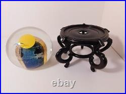 Splendid Original Signed Steven V. Correra EARTH GLOBE Art Glass Paperweight