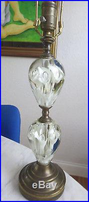 St Clair Art Glass Lamp 2 Paperweight Bulb White Trumpet Flowers