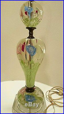 St. Clair Handblown Art Glass/Crystal 3-Tier Paperweight Style Table Lamp