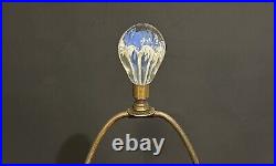 St. Clair Paperweight Floral Art Glass Lamp Royal Blue & Clear