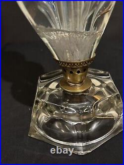 St. Clair Paperweight Floral Art Glass Lamp Royal Blue & Clear