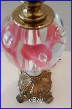 St. Clair Table Lamp Pink Trumpet Jack In Pulpit Flower Paperweight Art Glass