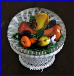 St. Louis Fruit Piedouche Paperweight Signed & Dated 1985 Saint Louis