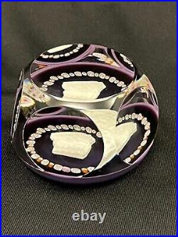 St. Louis Sulphide Millefiori Art Glass Paperweight, Signed & Dated 1975