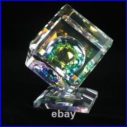Stephen Lyons 4 MILLENNIUM CUBE Dichroic Crystal Glass Paperweight