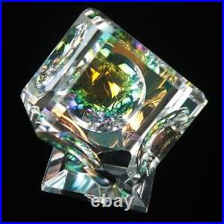Stephen Lyons 4 MILLENNIUM CUBE Dichroic Crystal Glass Paperweight